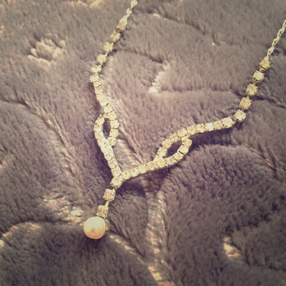 Silver and Pearl Rhinestone Bridesmaid necklace